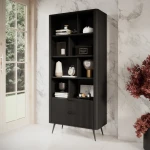 Regał Amelia z ryflowanymi szufladami czarny