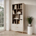 Regał Amelia z ryflowanymi szufladami beżowy