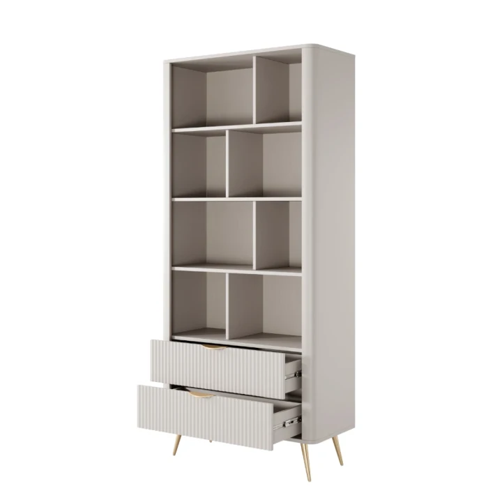 Regał Amelia z ryflowanymi szufladami beżowy