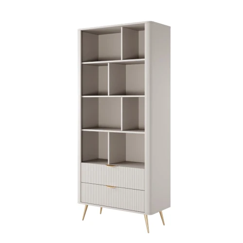 Regał Amelia z ryflowanymi szufladami beżowy