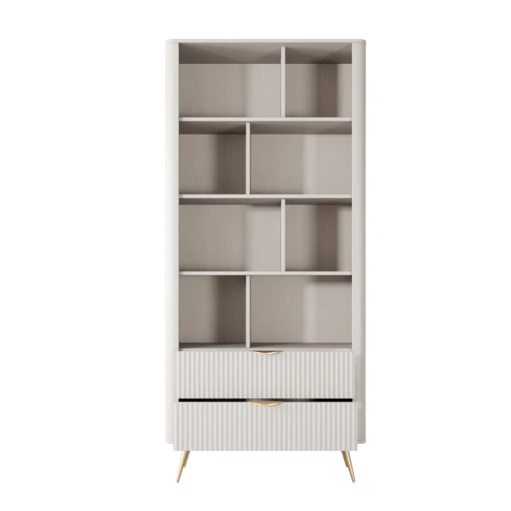 Regał Amelia z ryflowanymi szufladami beżowy