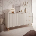 Komoda z drzwiczkami i szufladami ryflowana Amelia beżowa