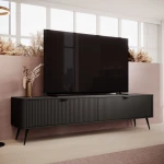 Szafka RTV 200 cm Amelia ryflowana czarna