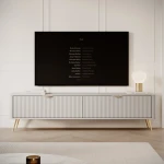 Szafka RTV 200 cm Amelia ryflowana beżowa