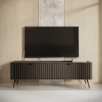 Szafka RTV 163 cm Amelia ryflowana czarna