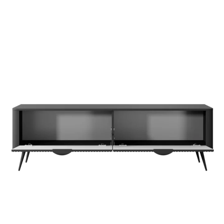 Szafka RTV 163 cm Amelia ryflowana czarna