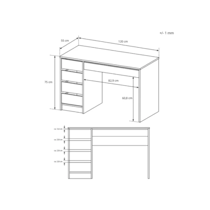 Biurko z szufladami Ada wymiary