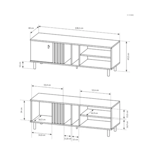 Szafka pod telewizor z drzwiczkami Axel wymiary