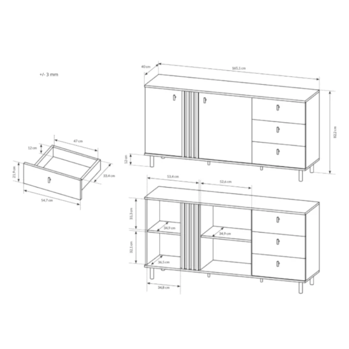 Komoda z drzwiczkami i szufladami do salonu Axel wymiary