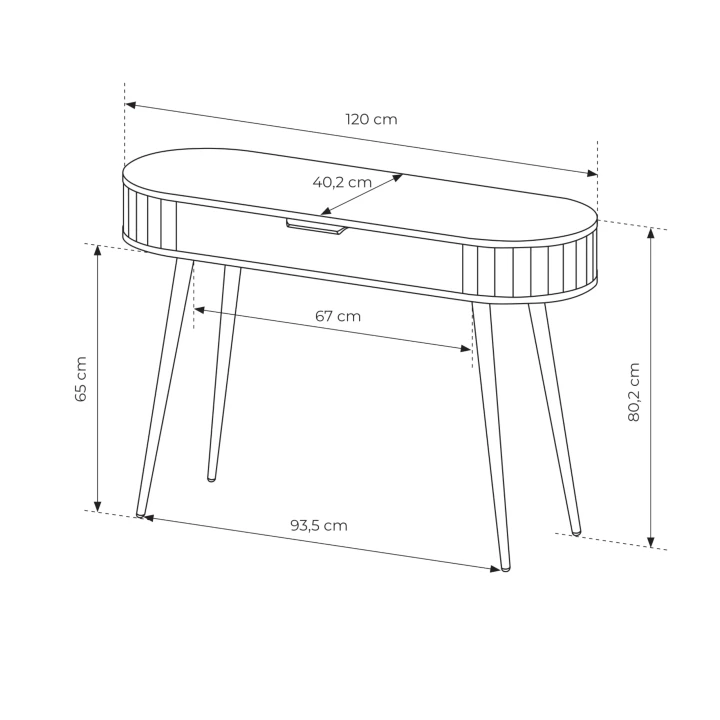 Toaletka z szufladą Ardea wymiary