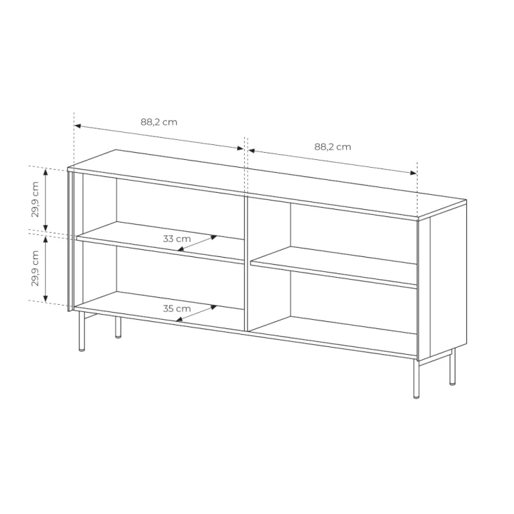 Komoda z przeszklonymi drzwiczkami z oświetleniem LED Nokta wymiary