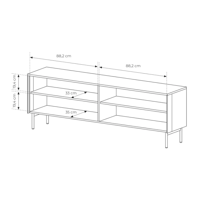 Szafka RTV z przeszklonymi drzwiczkami i oświetleniem LED Nokta wymiary