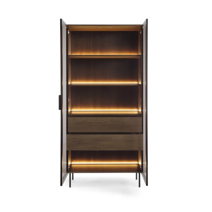 Witryna wysoka z szufladami i oświetleniem LED Nokta Dąb Dunin