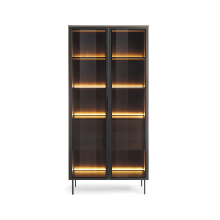 Witryna wysoka z szufladami i oświetleniem LED Nokta Dąb Dunin