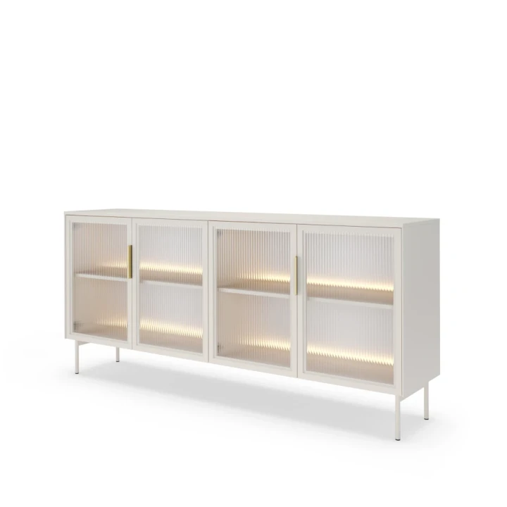 Komoda z przeszklonymi drzwiczkami z oświetleniem LED Nokta Kaszmir