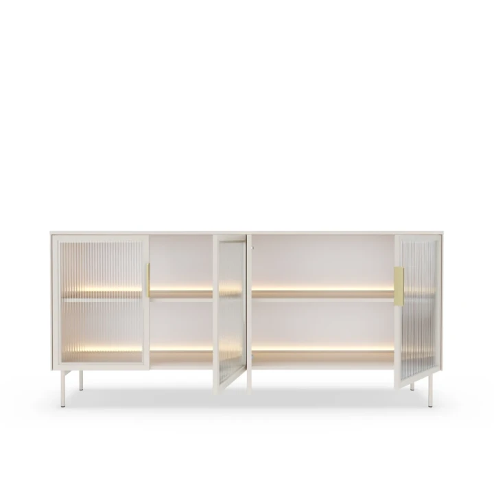 Komoda z przeszklonymi drzwiczkami z oświetleniem LED Nokta Kaszmir