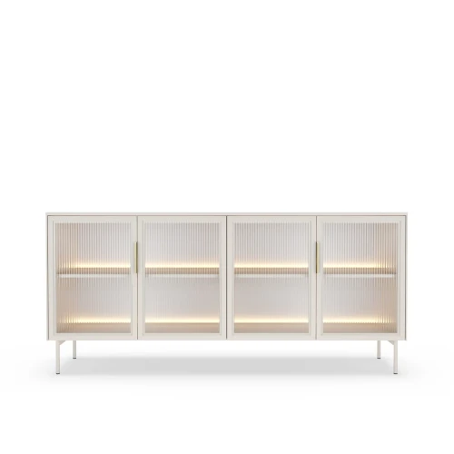 Komoda z przeszklonymi drzwiczkami z oświetleniem LED Nokta Kaszmir