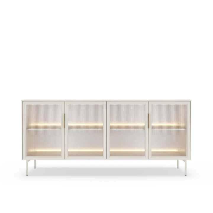 Komoda z przeszklonymi drzwiczkami z oświetleniem LED Nokta Kaszmir