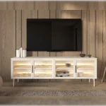 Szafka RTV z przeszklonymi drzwiczkami i oświetleniem LED Nokta Kaszmir