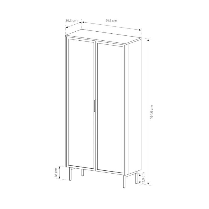 Witryna wysoka z szufladami i oświetleniem LED Nokta wymiary