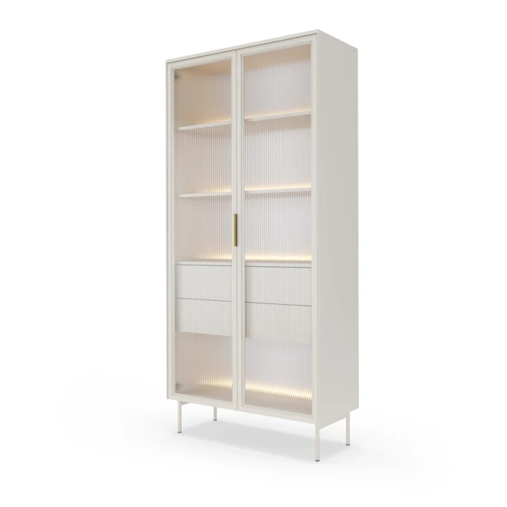 Witryna wysoka z szufladami i oświetleniem LED Nokta Kaszmir