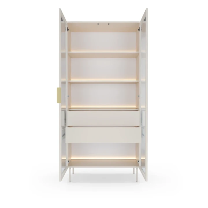 Witryna wysoka z szufladami i oświetleniem LED Nokta Kaszmir