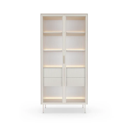 Witryna wysoka z szufladami i oświetleniem LED Nokta Kaszmir