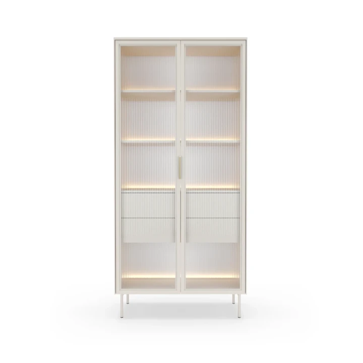 Witryna wysoka z szufladami i oświetleniem LED Nokta Kaszmir