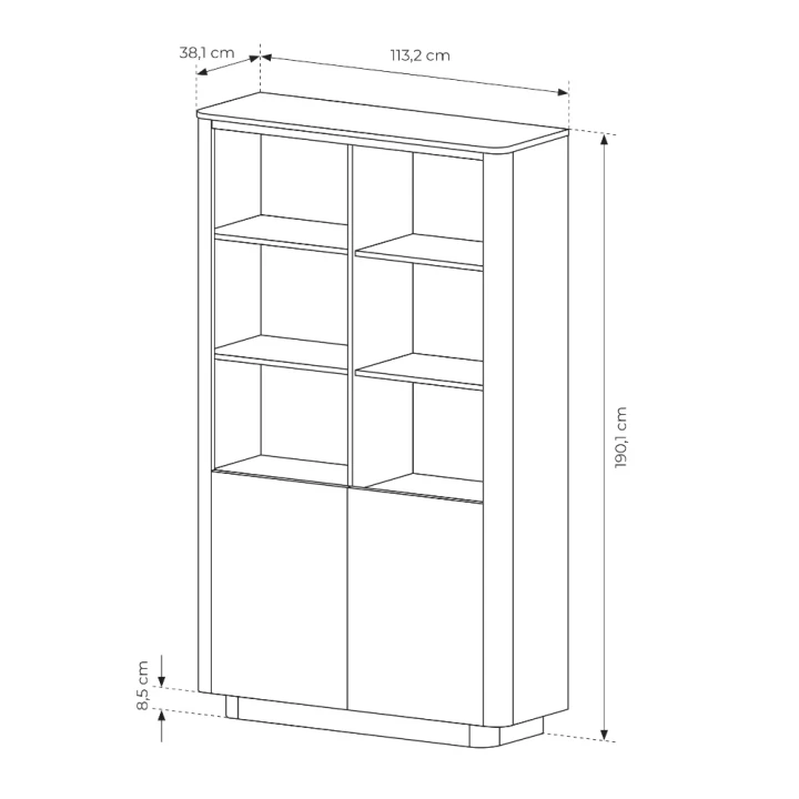 Regał z drzwiczkami Cala wymiary