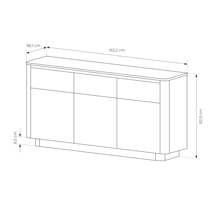 Komoda z drzwiczkami i szufladami Cala wymiary