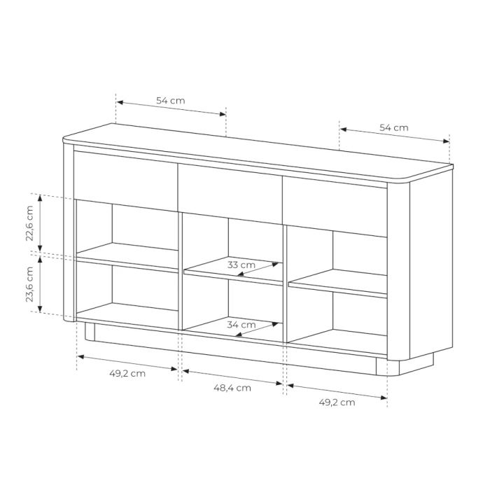 Komoda z drzwiczkami i szufladami Cala wymiary