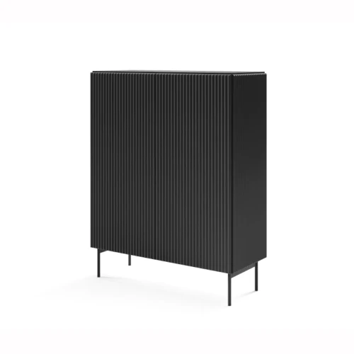 Komoda wysoka ryflowana Rillo czarna