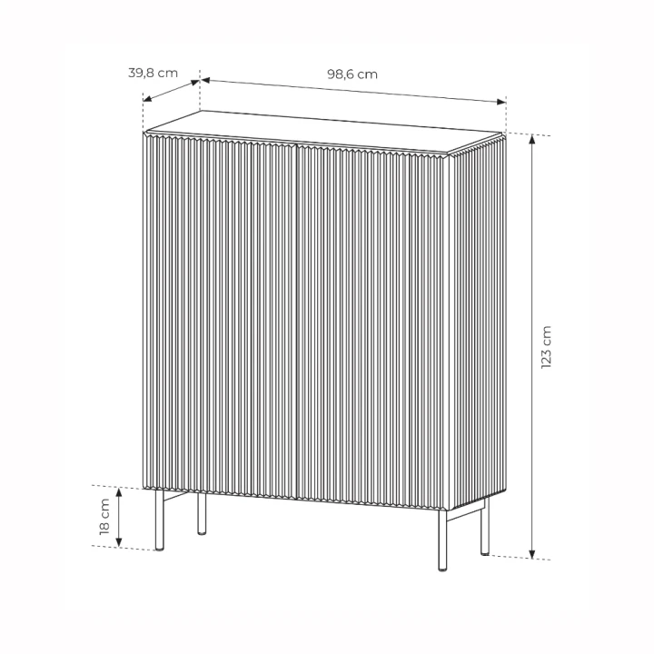 Komoda wysoka ryflowana Rillo wymiary