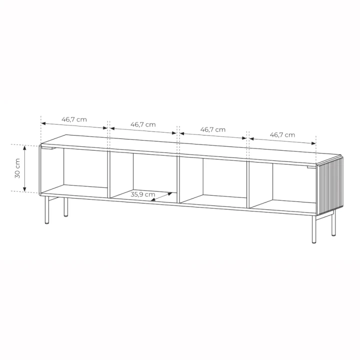 Szafka RTV 195 cm czterodrzwiowa ryflowana Rillo wymiary