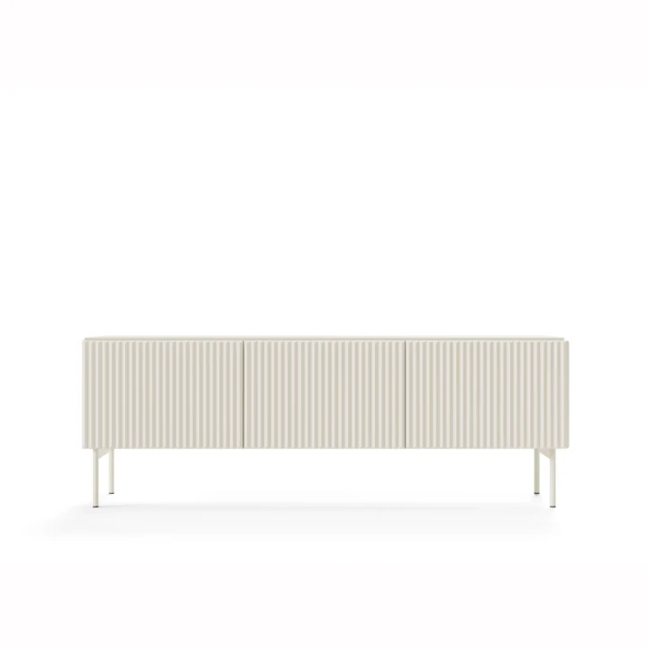 Szafka RTV 147 cm trzydrzwiowa ryflowana Rillo kaszmir