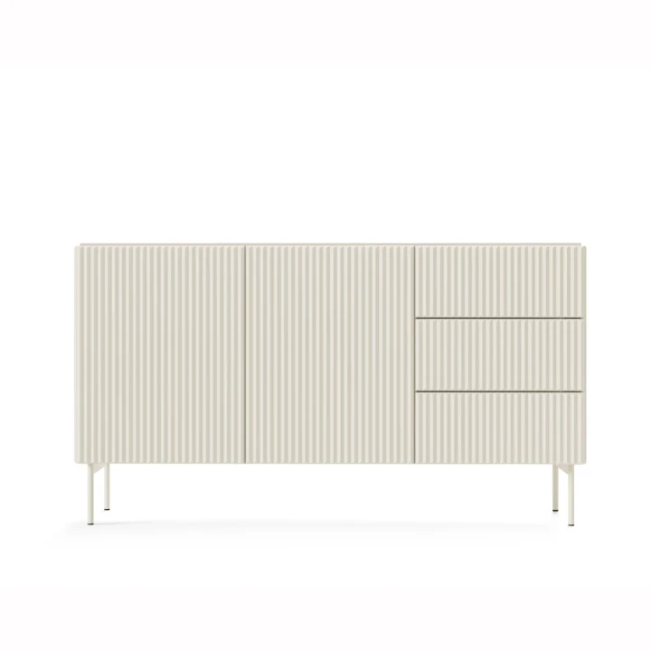 Komoda z drzwiczkami i szufladami ryflowana 147 cm Rillo kaszmir