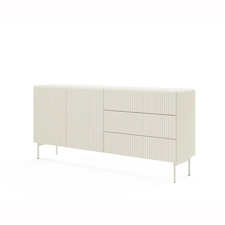 Komoda z drzwiczkami i szufladami ryflowana 177 cm Rillo kaszmir