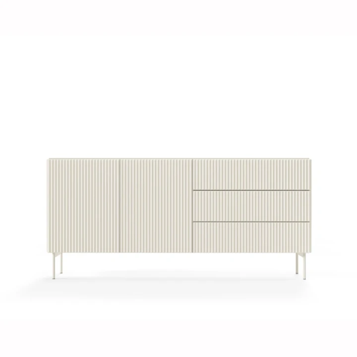 Komoda z drzwiczkami i szufladami ryflowana 177 cm Rillo kaszmir