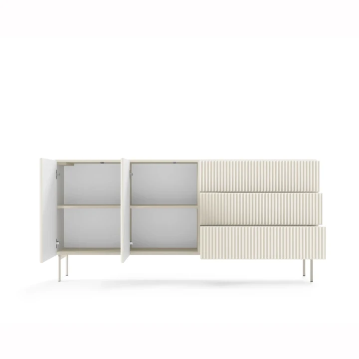 Komoda z drzwiczkami i szufladami ryflowana 177 cm Rillo kaszmir