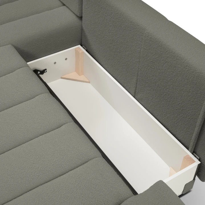 Narożnik z funkcją spania i pojemnikiem na pościel Noma szary