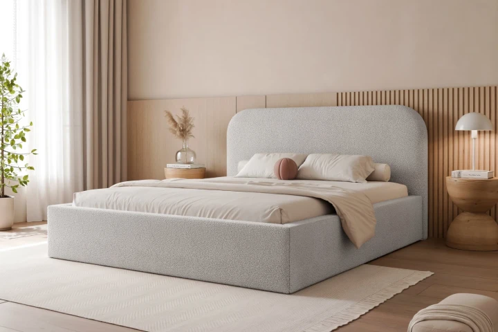 Łóżko tapicerowane z pojemnikiem na pościel Lunaro Szary