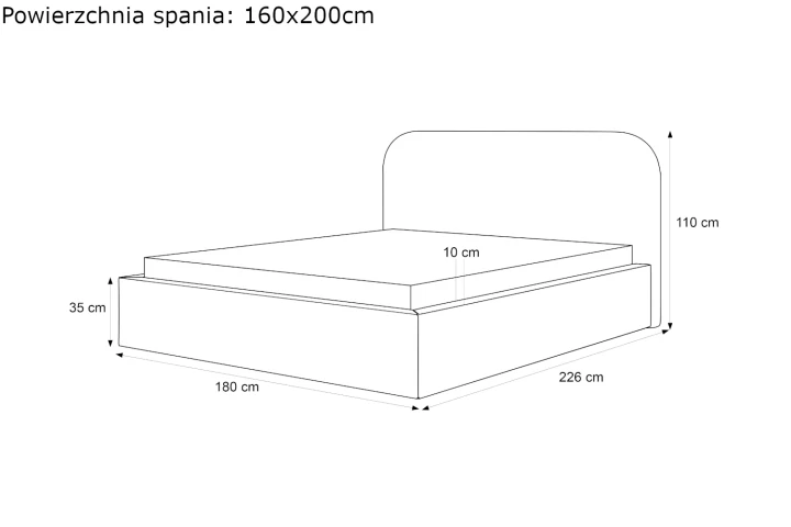 Łóżko tapicerowane z pojemnikiem na pościel Lunaro wymiary 160