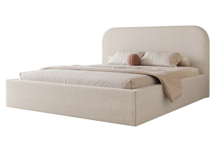 Łóżko tapicerowane z pojemnikiem na pościel Lunaro Ecru