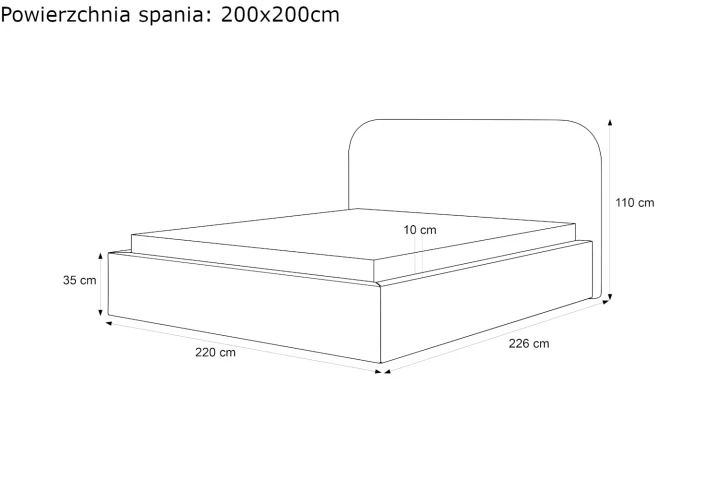 Łóżko tapicerowane z pojemnikiem na pościel Lunaro wymiary 200