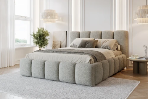 Łóżko tapicerowane z pojemnikiem i metalowym stelażem Nubela - Quelle 83