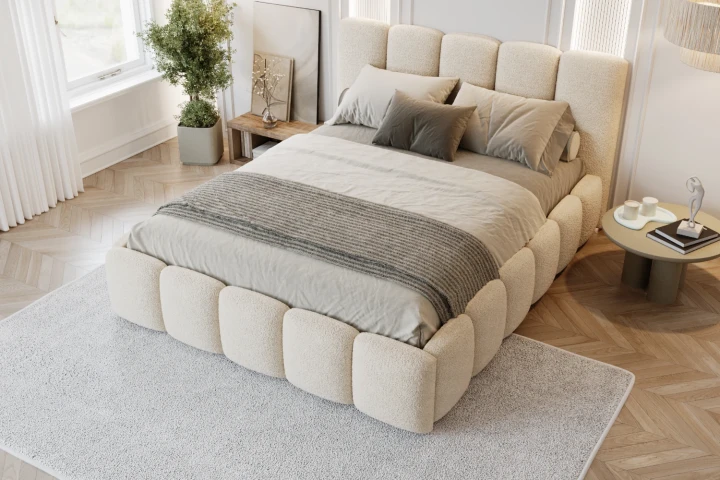 Łóżko tapicerowane z pojemnikiem i metalowym stelażem Nubela - Quelle 03