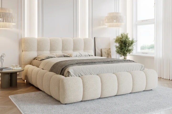 Łóżko tapicerowane z pojemnikiem i metalowym stelażem Puffo - Quelle 03