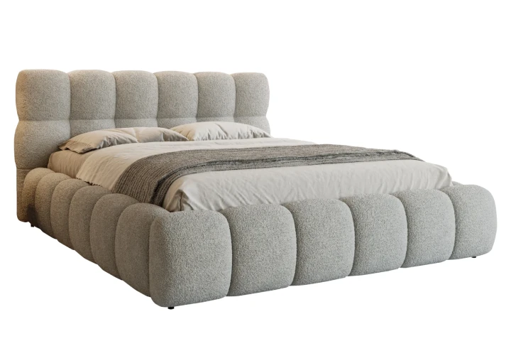 Łóżko tapicerowane z pojemnikiem i metalowym stelażem Puffo - Quelle 83