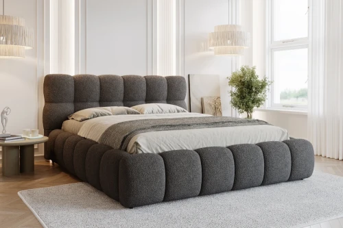 Łóżko tapicerowane z pojemnikiem i metalowym stelażem Puffo - Quelle 92