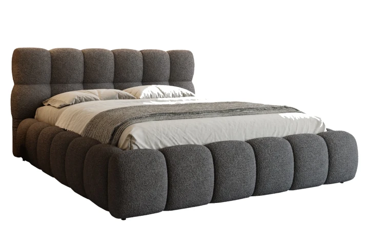 Łóżko tapicerowane z pojemnikiem i metalowym stelażem Puffo - Quelle 92